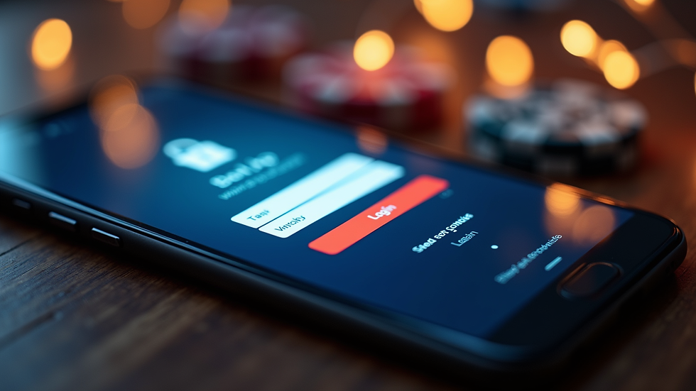 Close-up view of a smartphone displaying a secure betting app login screen
