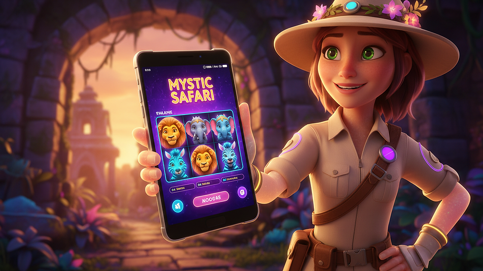 Close-up view of a hand holding a smartphone showing an online slot game