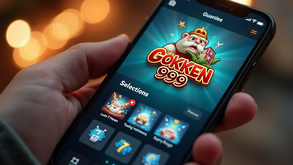 Close-up view of smartphone showing Gokken999 game selection