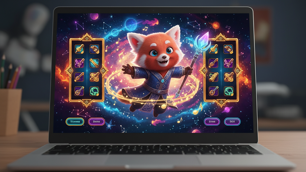 Eye-level view of a laptop screen showing an online slot game interface