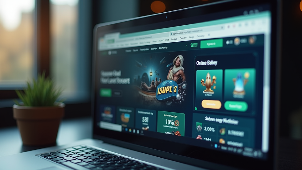 Close-up view of a computer screen displaying website design software for an online gambling site