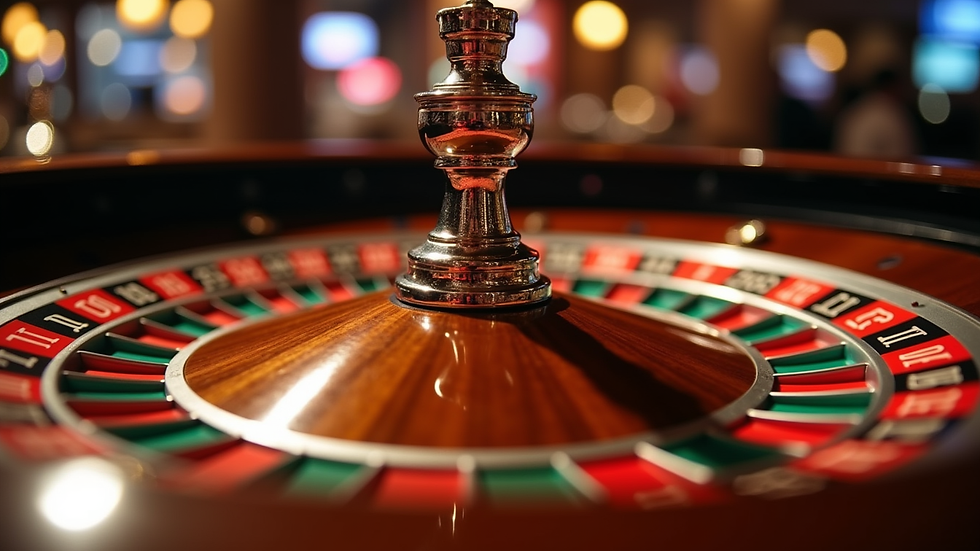 Close-up view of roulette wheel spinning in a live casino