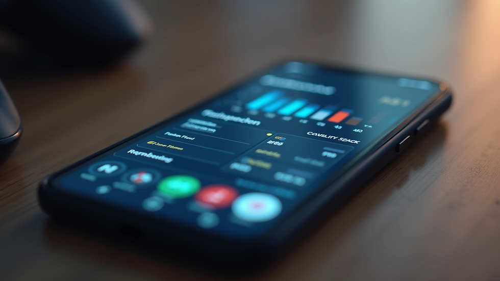 Close-up view of a smartphone displaying a gaming app dashboard