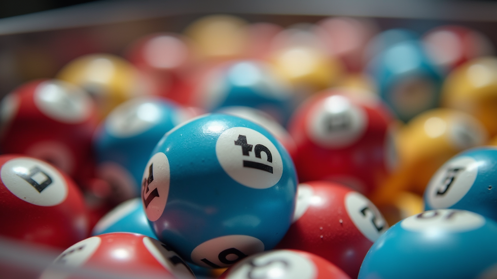Close-up view of lottery balls in a transparent container during draw