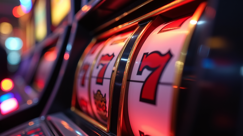 Close-up view of slot machine reels spinning
