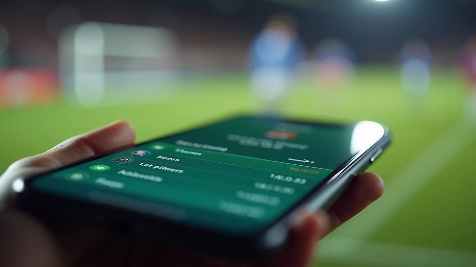 Close-up view of a smartphone displaying live football match betting options