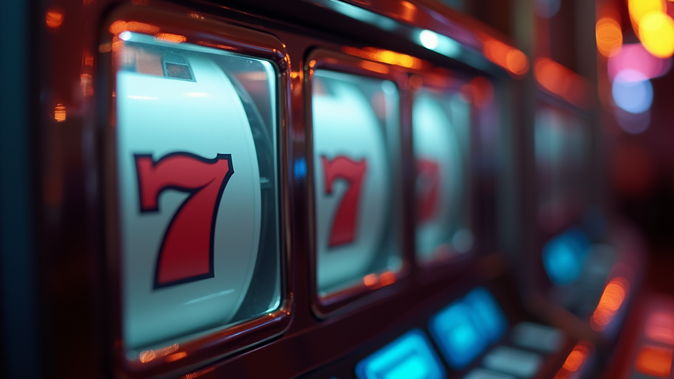 Close-up view of slot machine reels spinning
