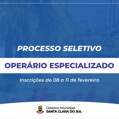 Município abre inscrições para contratação de Operário Especializado