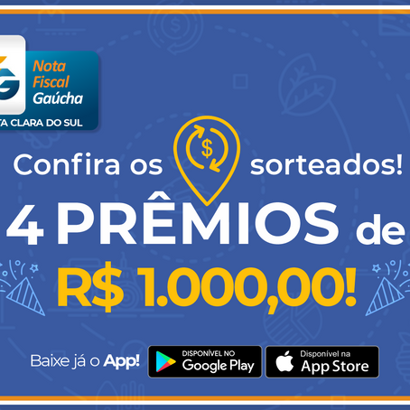 Município sorteia R$ 4 mil pelo Nota Fiscal Gaúcha