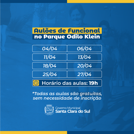 AULÕES DE FUNCIONAL DO MÊS DE ABRIL, PARTICIPE!