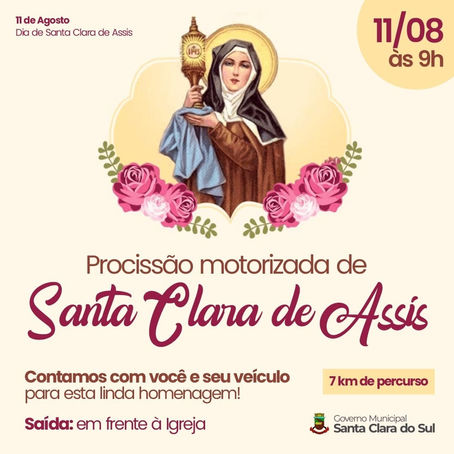 1ª Procissão em homenagem à Santa Clara ocorre nesta quarta