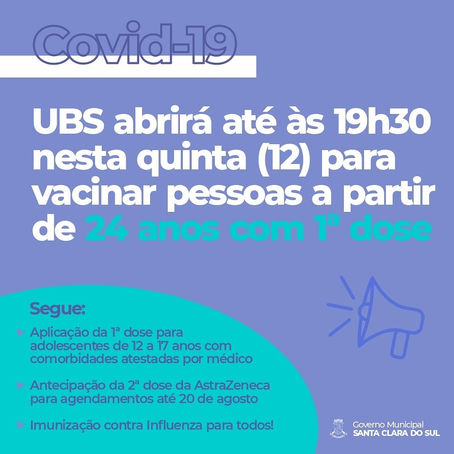 UBS estende atendimento nesta quinta para vacinação
