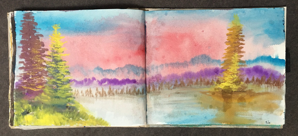 Summer Landscape - Gauche on A3 Cotton