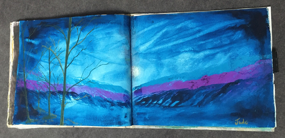 Winter Landscape - Gauche on A3 Cotton