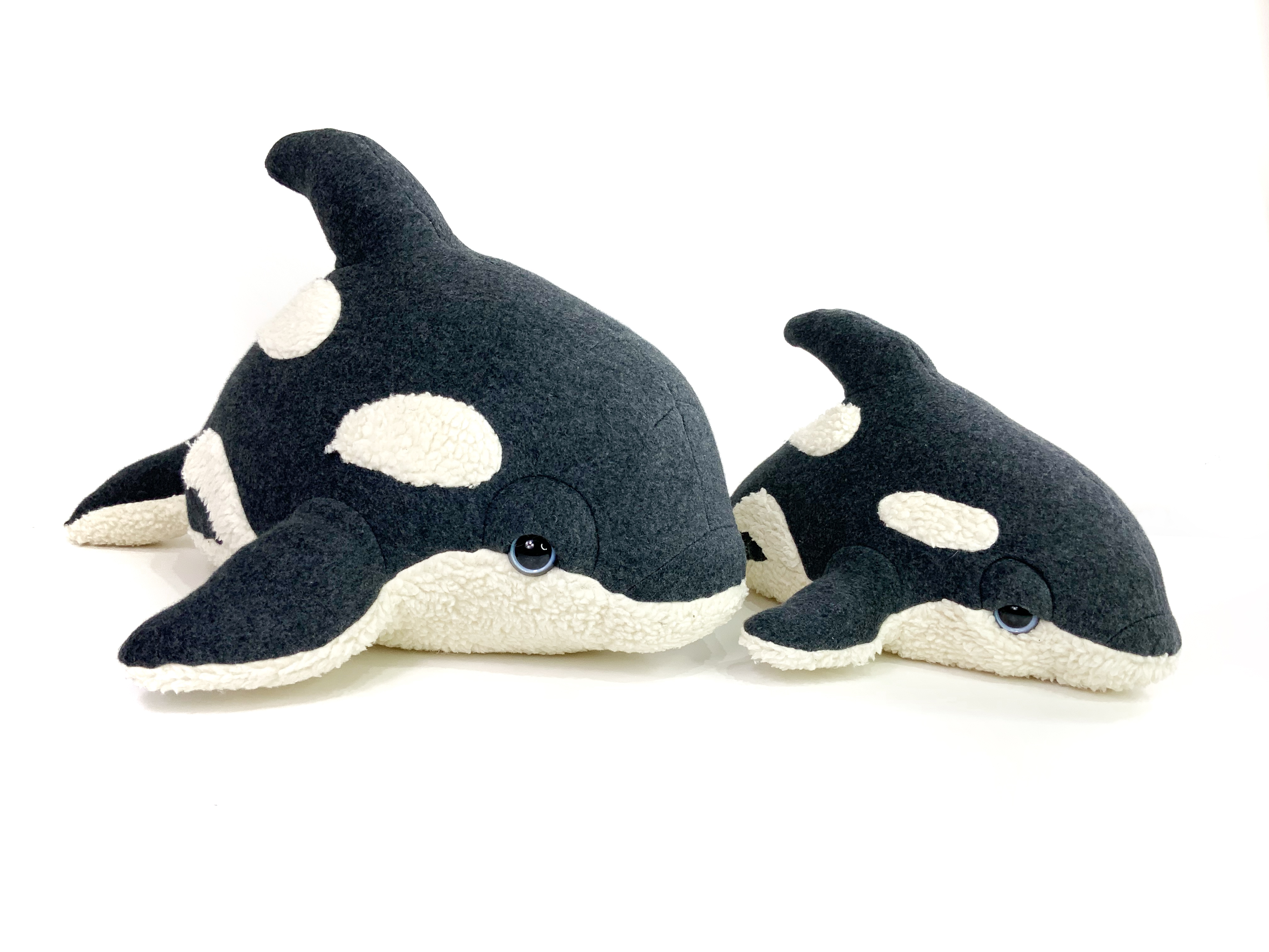 Handmade Killer Whale Plush - Organic Cotton Baby Orca Toy - Georgia Baby Orca