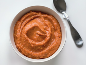 Red pepper and tomato butter bean puree