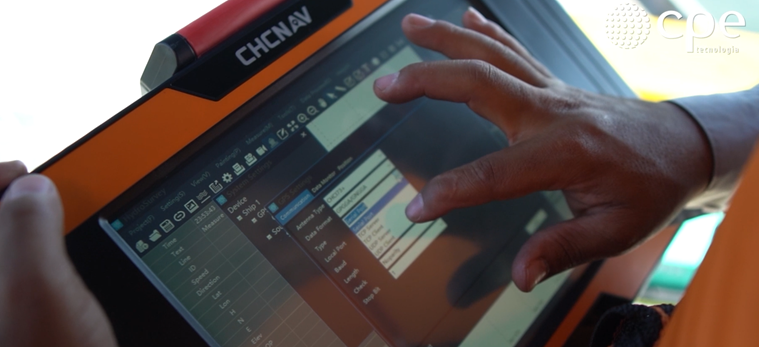 Exemplo de tela de acompanhamento de batimetria com ecobatímetro