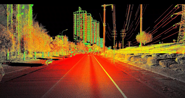 exemplo de nuvem de pontos em área urbana feita com laser scanner