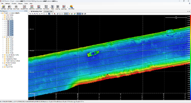 Exemplo de batimetria multifeixe aplicada a identificação de destroços