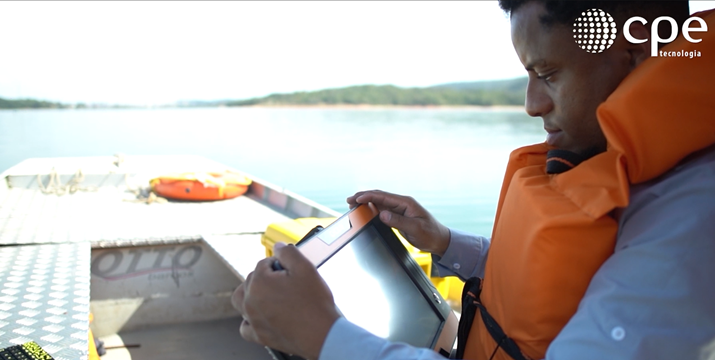 Exemplo de tela de acompanhamento de batimetria com ecobatímetro