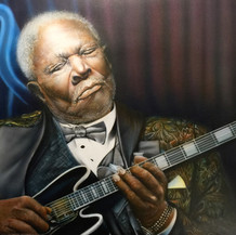 BB Sings the Blues | Airbrush Acrylics on Metal | 18 x 12