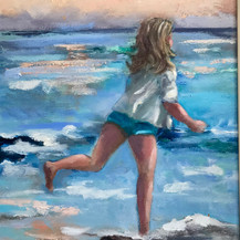 Feeding The Seagulls at Sunset | Oil | 16 x 12