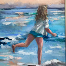 Feeding The Seagulls at Sunset | Oil | 16 x 12