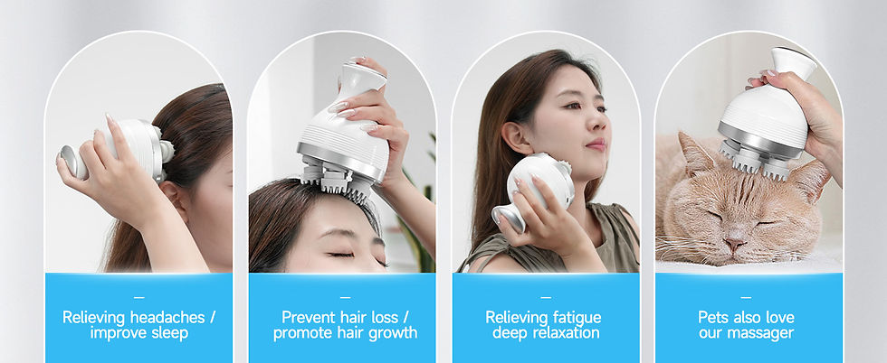 Thumbnail: Electric Smart Head Massager Body Massage Neck Deep Tissue Kneading TYPE-C Wirel