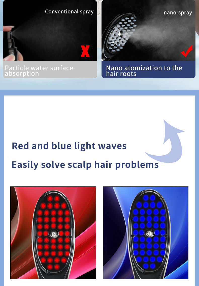 Thumbnail: Electric Spray Massage Comb Hair Growth Vibration Head Massager Brush LED Anti H