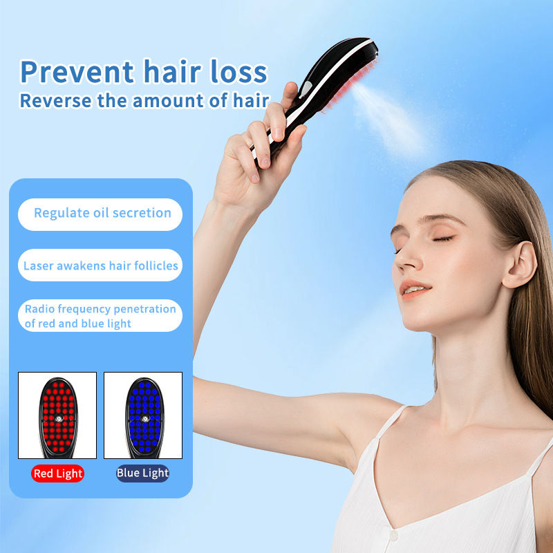 Thumbnail: Electric Spray Massage Comb Hair Growth Vibration Head Massager Brush LED Anti H