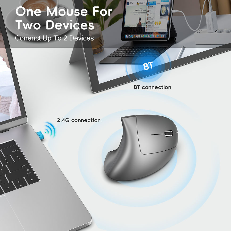 Thumbnail: 2025 New arrival HXSJ dual mode vertical mouse ergonomic ABS 600mAh rechargeable