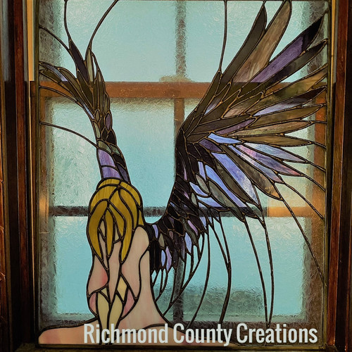 Bowing Angel Stained glass Panel Richmond County Crea