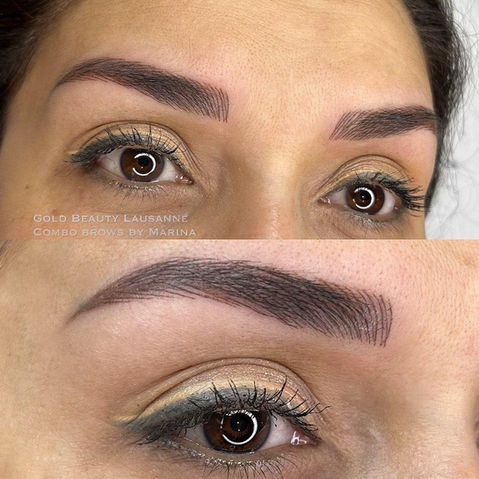 avant/après Sourcils Combo (mixte entre poils + ombré)
