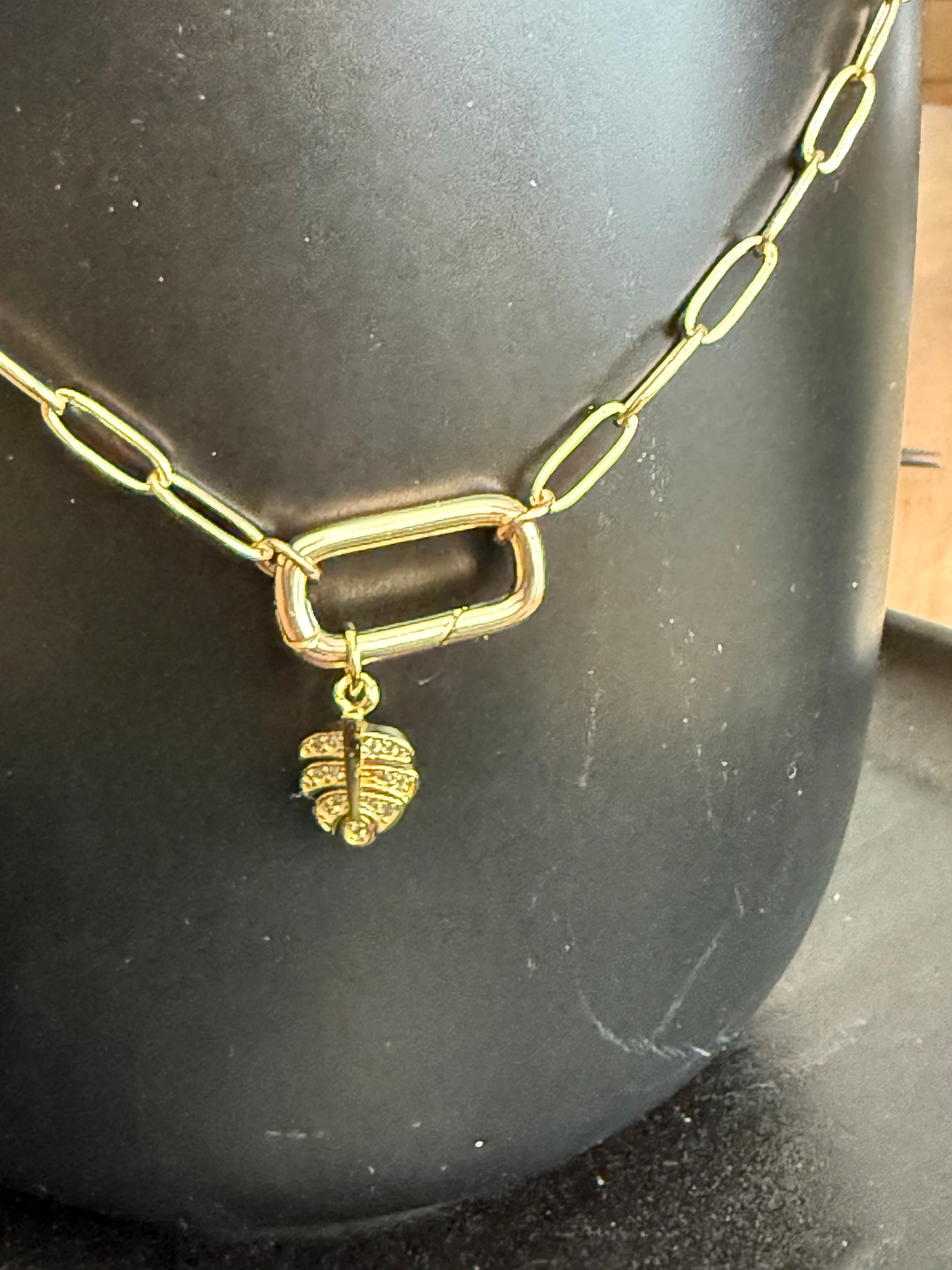 RECTANGLE +plus charm Paperclip Necklace