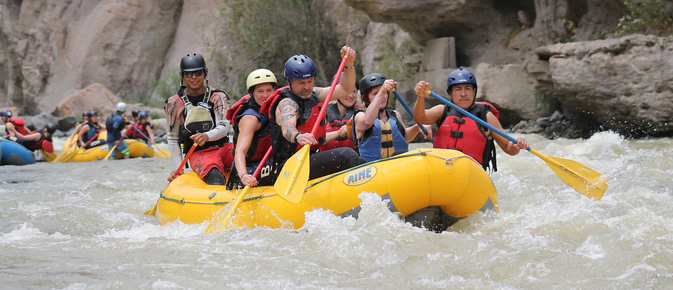 The Kanuwa founder Jose Zeballos guiding a rafting tour in Rio Chili