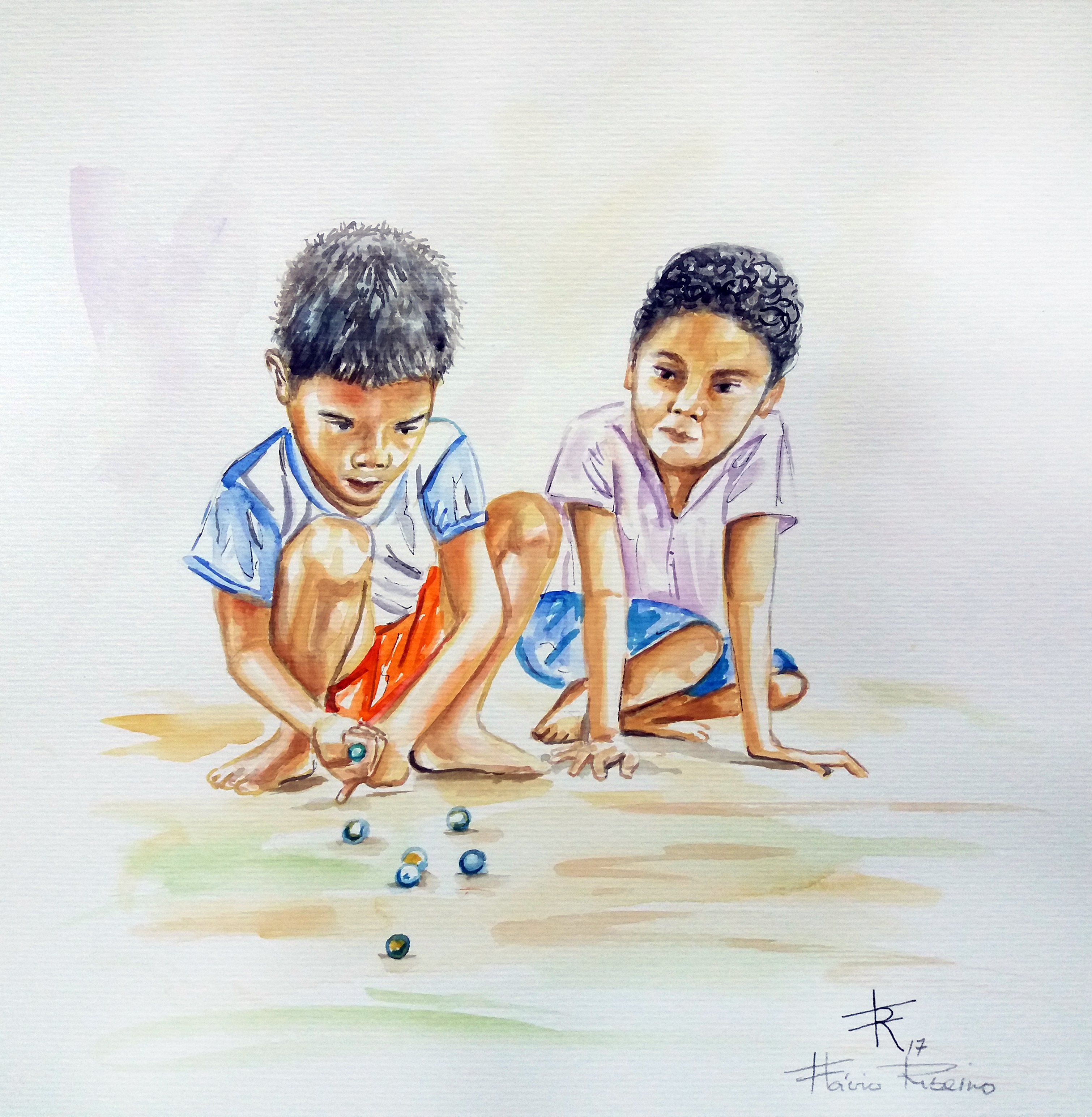meninos jogando gude