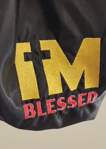Thumbnail: I'm Blessed Satin Hair Bonnet - Adult