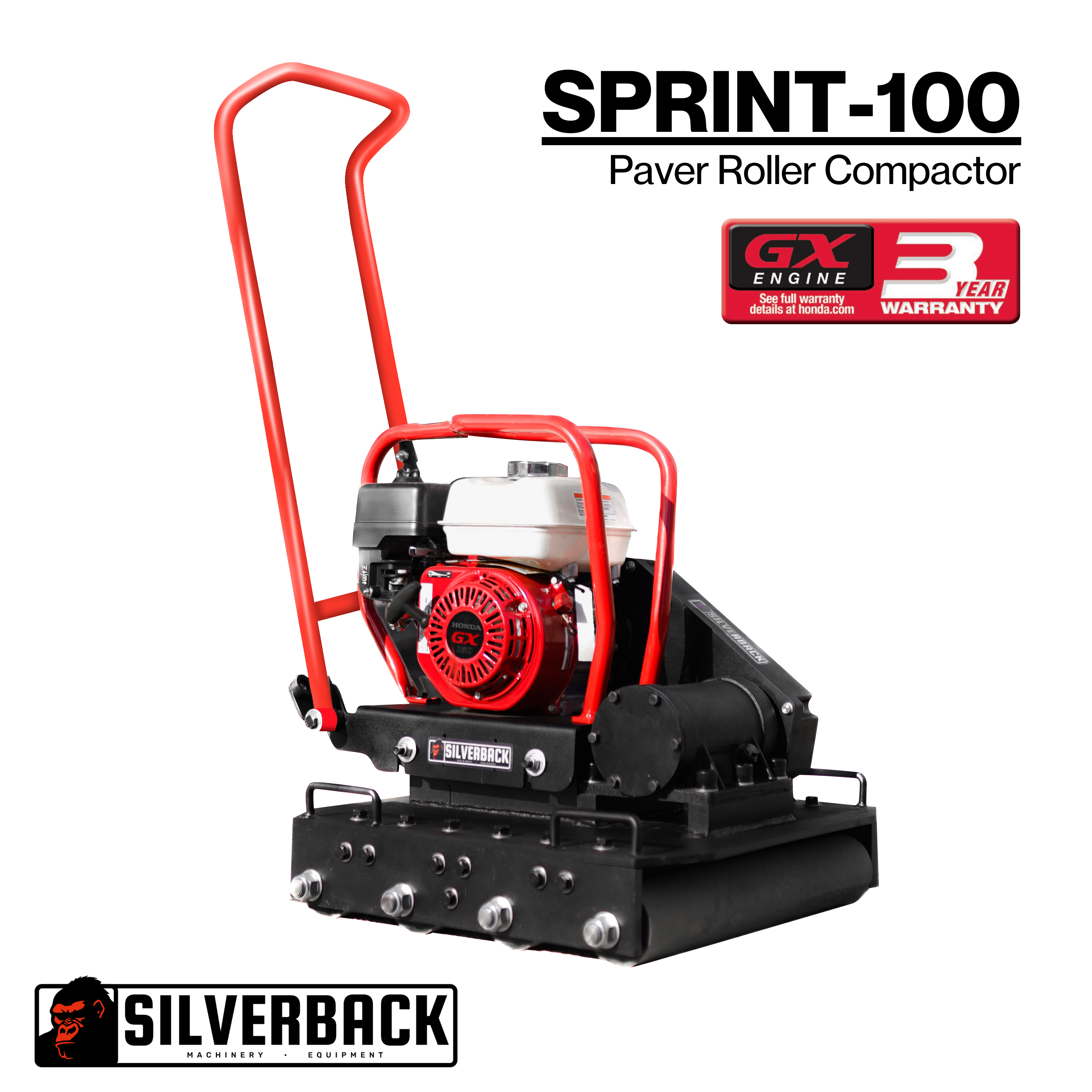 Compacteur à rouleaux pour pavés Honda SILVERBACK SPRINT-100 - GX160 Garantie 3 ans
