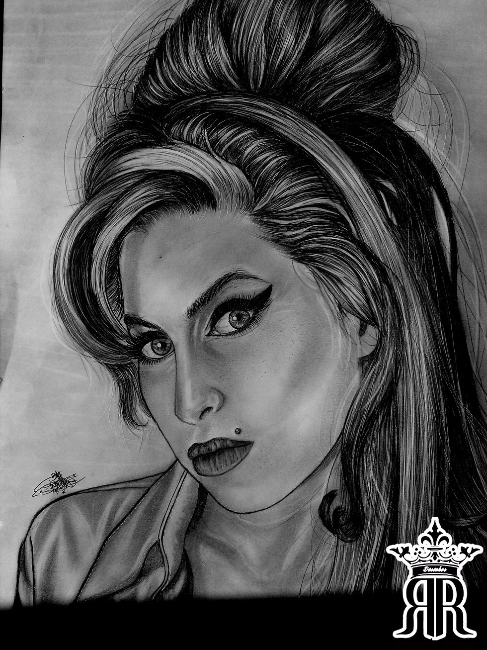 Desenho realista Amy Winehouse.