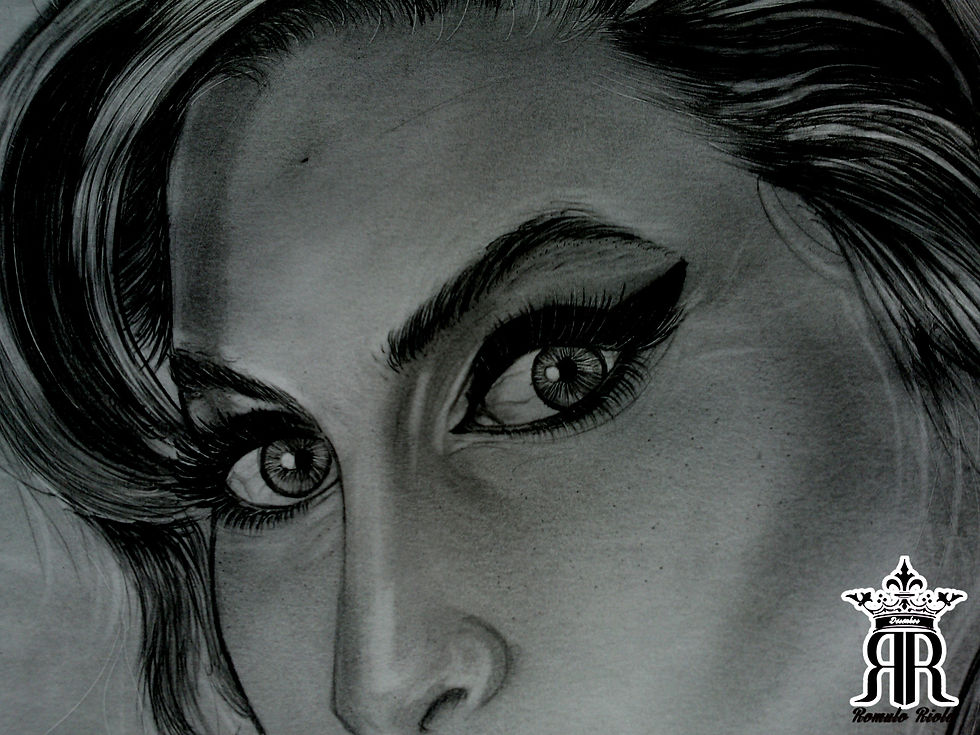 Desenho realista Amy Winehouse.