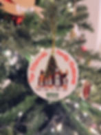 personalised family cartoon image with names ceramic christmas tree oranment