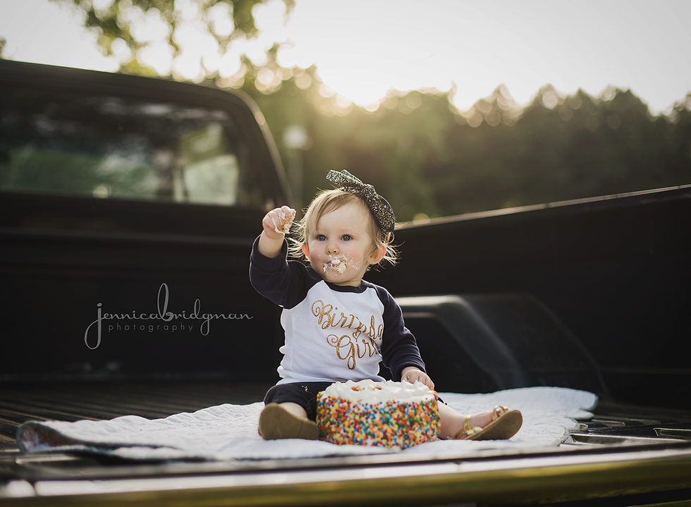 Emmy is ONE! | Toad Suck Park Cake Smash in a Truck | Conway, AR Newborn Photographer