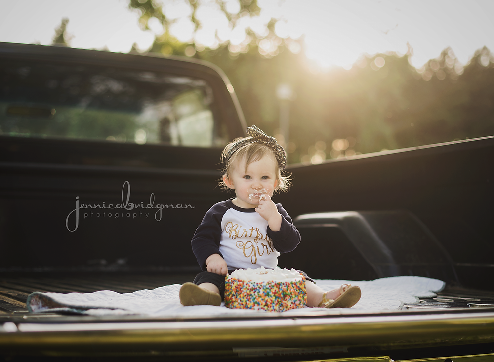 Emmy is ONE! | Toad Suck Park Cake Smash in a Truck | Conway, AR Newborn Photographer