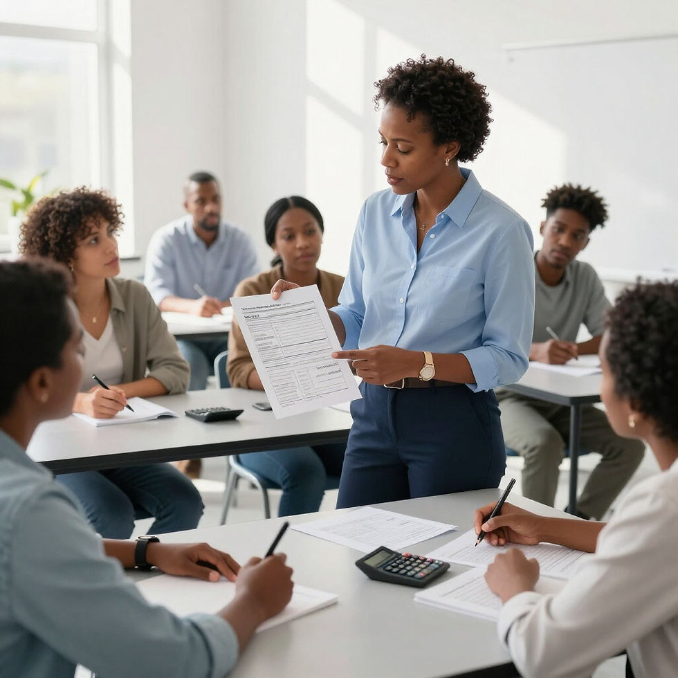Adults participating in a financial literacy class