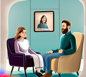 Firefly therapy session 2 people in their 30s in a clinic a white male blonde bearded ther