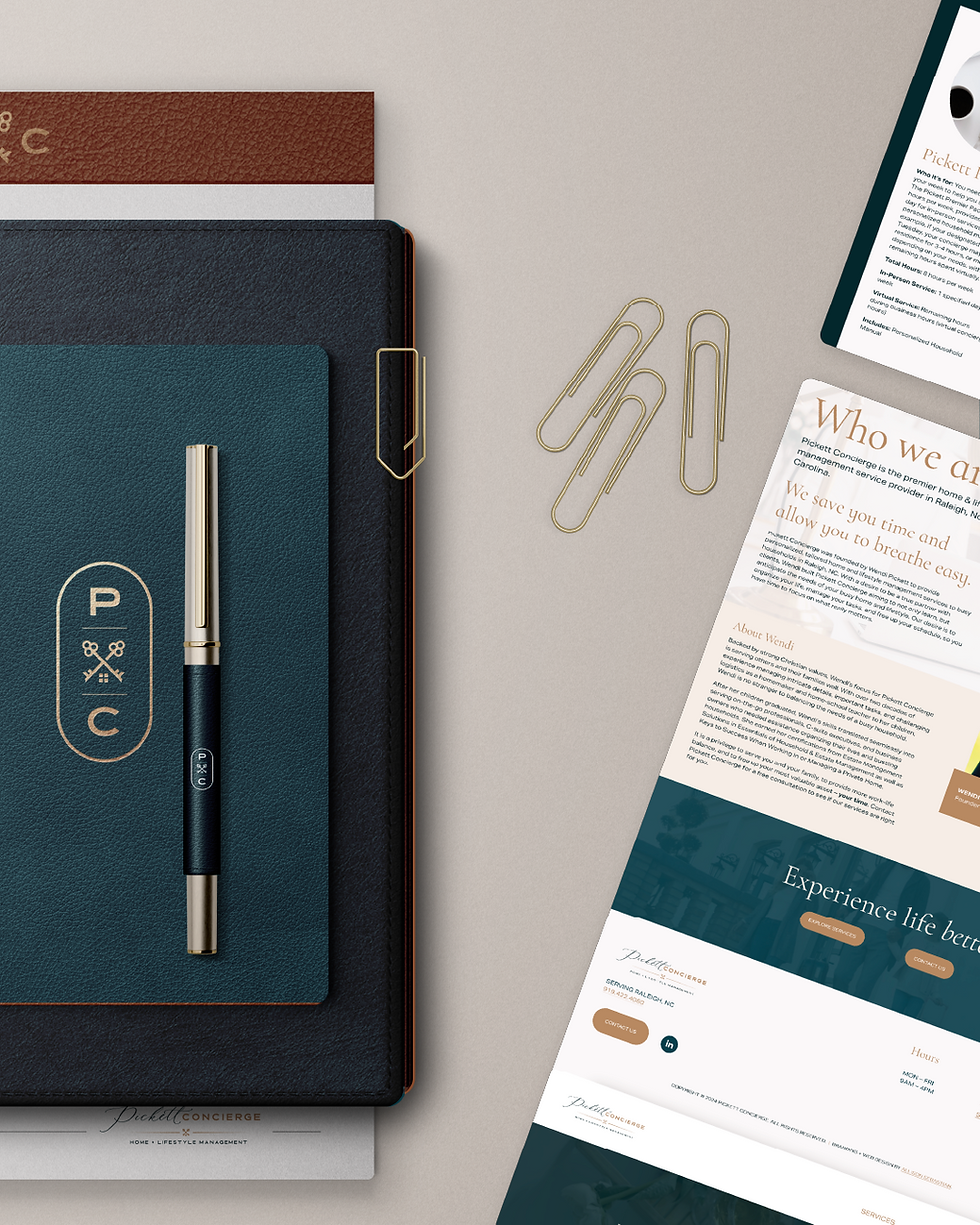 Brand identity design on luxury notebook and web design