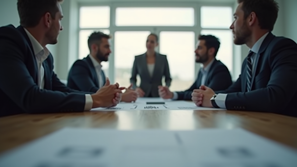 Eye-level view of a business meeting discussing succession plans