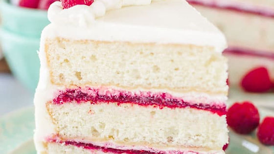 White Cake with Raspberry Filling