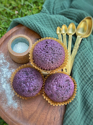 Moist and tasty ube muffins.