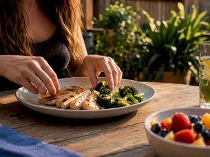 Hands preparing protein and fiber meal
